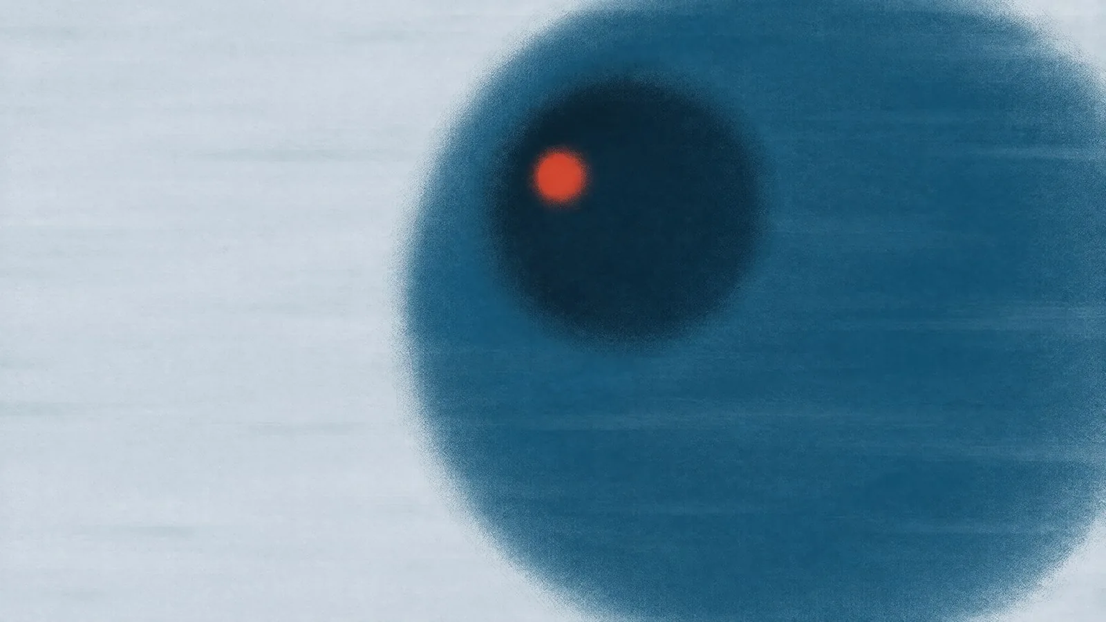 Abstract cover illustration for Mounjaro for men: a large soft blue circle holding a smaller dark navy circle with an orange dot inside.
