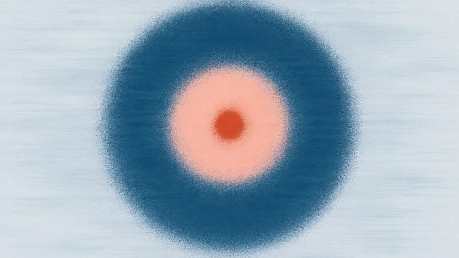 Abstract cover illustration for visceral fat in men: a large soft blue circle holding a pale pink circle with an orange dot at the core.