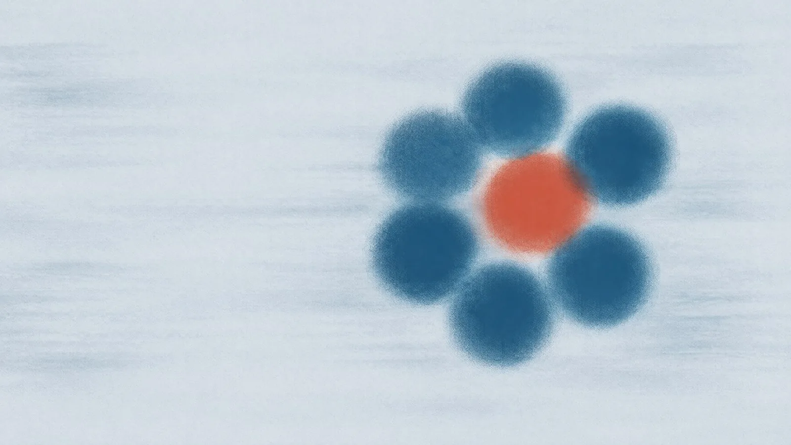 Abstract cover illustration for the Wegovy 7.2 mg dose: a loose cluster of seven soft blue circles with one orange, on a pale grey ground.